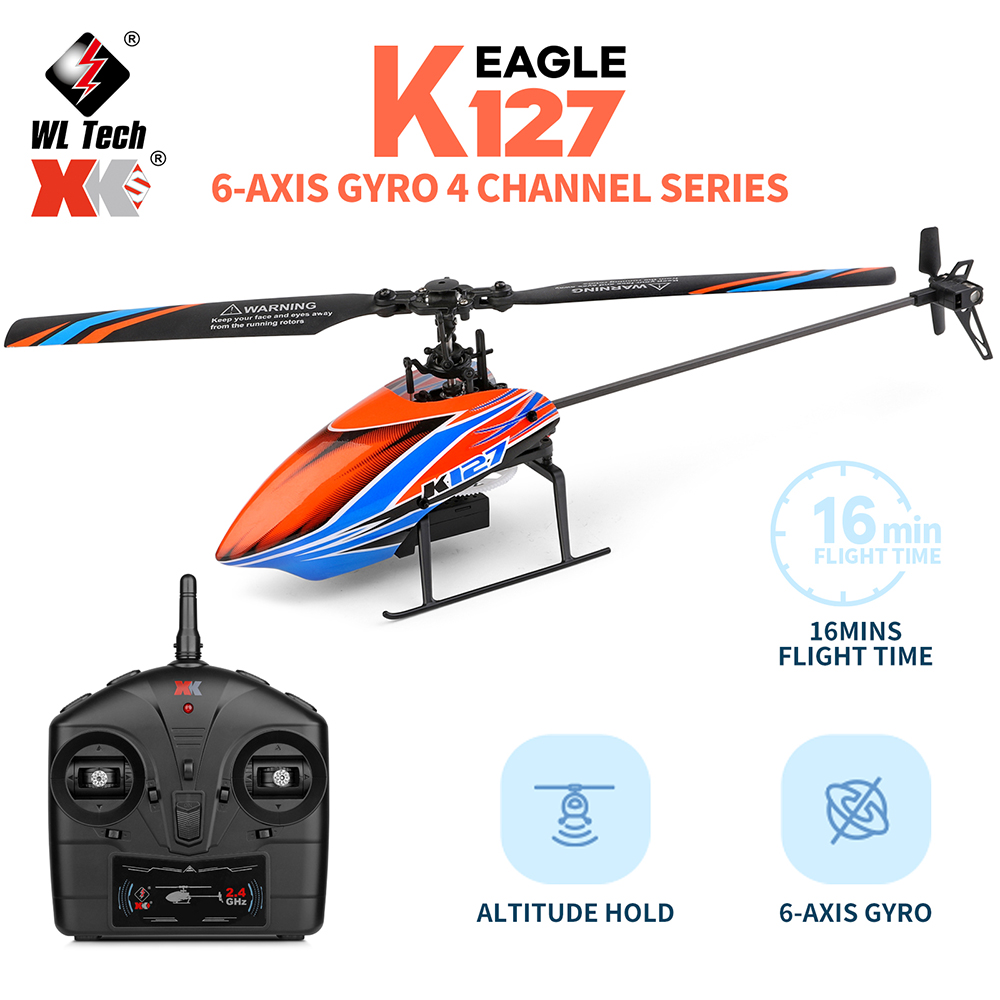 WLtoys XK K127 2.4G 4CH 6-Aixs - Rc Helicopter Nitro ulasan dan harga
