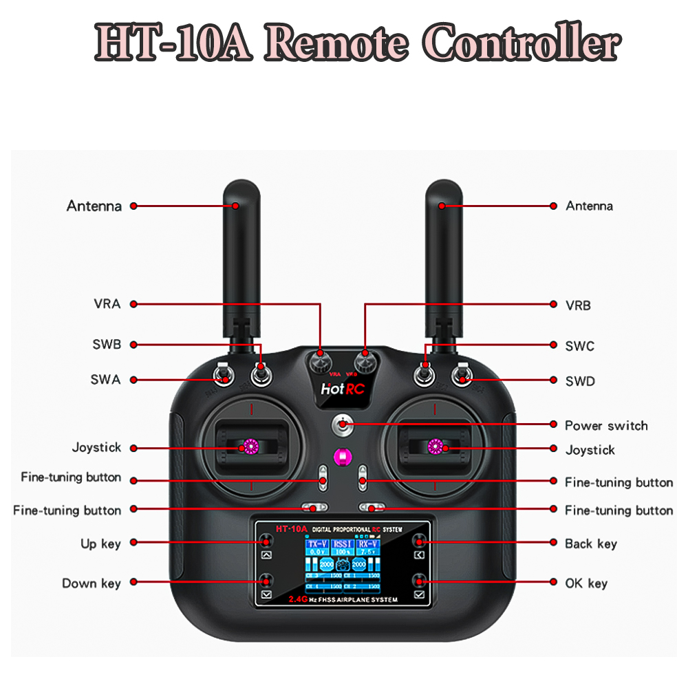 Hotrc HT-10A 2.4G 10CH Transmi - Rc Helicopter Remote Control ulasan dan harga